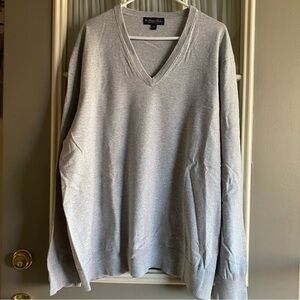 Brooks Brothers Supima Cotton Light Gray V-Neck Sweater